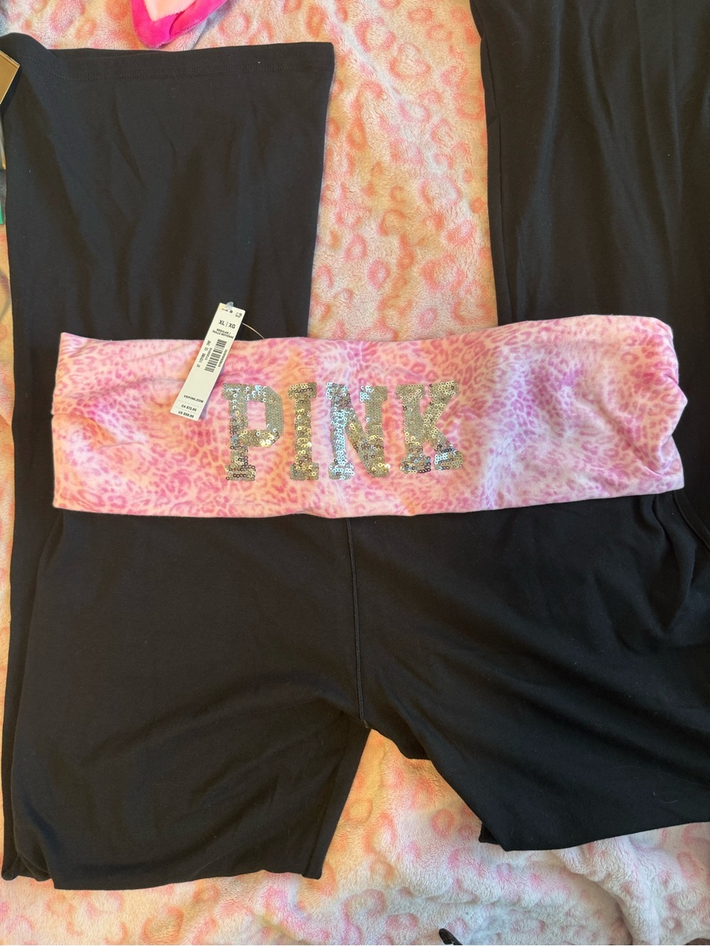PINK Victoria's Secret Pink Animal Print Sequin Logo Bottoms